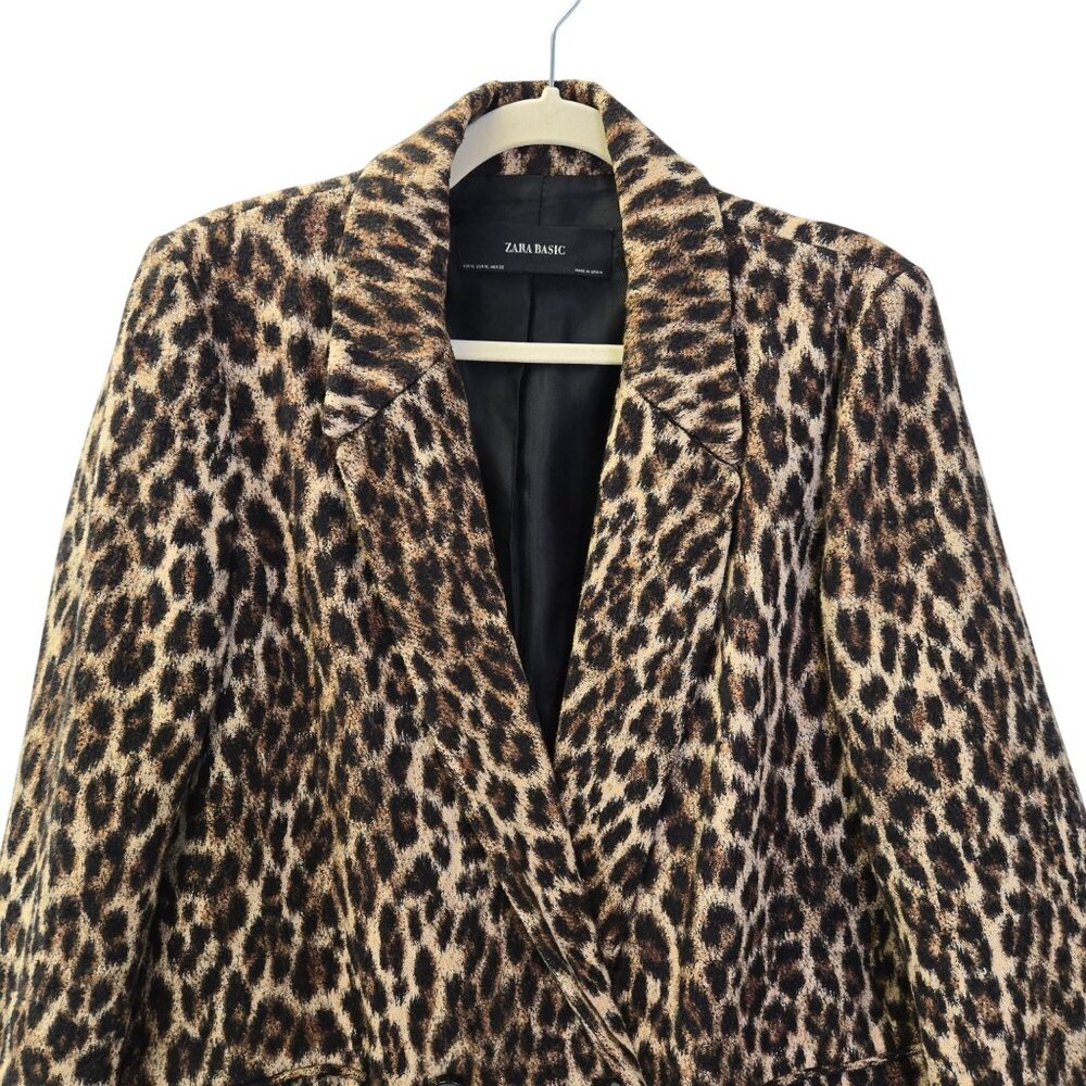 Zara Basic Leopard Print Double Breasted Peacoat … - image 4